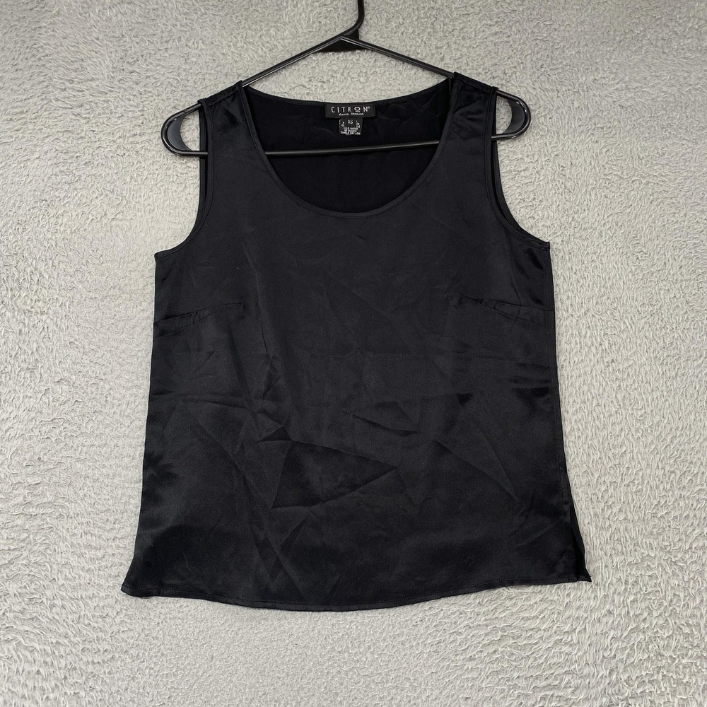 Citron Santa Monica Tank Womens XS 100% Silk Black Basic Minimalist Capsule